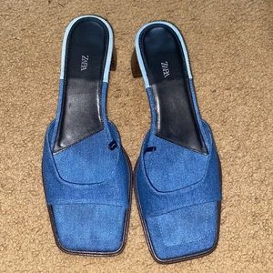 Zara Denim Heeled Sandals size 10